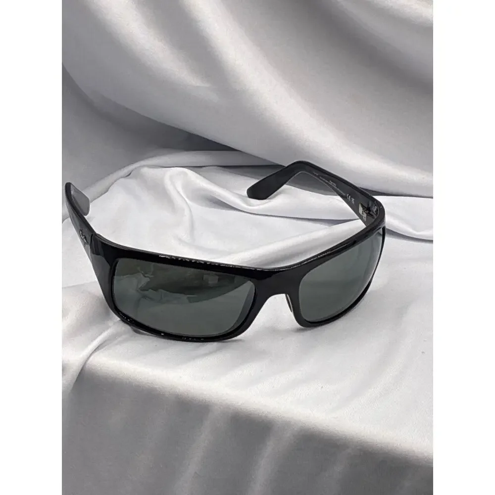 Maui Jim Peahi polarized  Wrap Sunglasses Gloss Black  MJ0202S-001